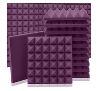 Sound Proof Foam Panels Acoustic Foam Panel 6/12/24 Pcs Sound Proof Ideal for Studios, Home Theaters, and Recording Spaces， Sponge Wall Treatment for Office(Purple,12 Pcs With Tapes)