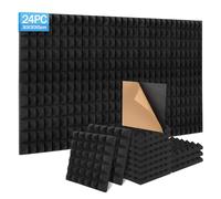 Sound Proofing Panels 24 Pack - 30x30x5cm Soundproofing Panels Self Adhesive, High Density and Fire Resistant Acoustic Wall Panels - Acoustic Foam Panels for Studio, Recording, Home, Offices