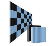 Sound Proofing Panels 50Pcs Studio Acoustic Foam Panel Soundproof Wall Noise Protective Sound Absorption Treatment Room 12" X12"X1"(Black Sky Blue)