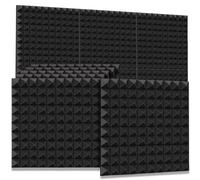 Sound Proofing Panels 6Pack 50x50x5cm Acoustic Foam Studio Soundproof Sound Absorption Treatment Noise Insulation Eliminate Echoes Panels(Black)