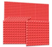 Sound Proofing Panels 6Pack 50x50x5cm Acoustic Foam Studio Soundproof Sound Absorption Treatment Noise Insulation Eliminate Echoes Panels(Red)