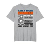 Sound Technician Music Tech - I am a Sound Engineer T-Shirt, Men's Big and Tall, Heather Grey, 4X Tall