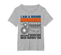 Sound Technician Music Tech - I am a Sound Engineer T-Shirt, Women's Plus, Heather Grey, 5X