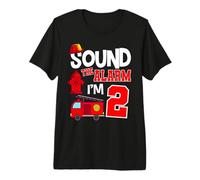 Sound The Alarm 2 Years 2nd Birthday Fire Truck Firefighter Premium T-Shirt