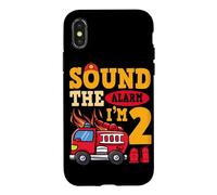 Sound The Alarm I'm 2 Fire Truck Firefighter 2nd Birthday Case for iPhone X/XS