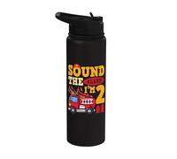 Sound The Alarm I'm 2 Fire Truck Firefighter 2nd Birthday Stainless Steel Insulated Water Bottle