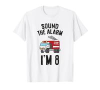 Sound The Alarm I'm 8 Fire Engine Fire Truck T-Shirt