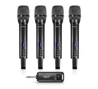Sound Town 2.4GHz Rechargeable Wireless Microphone System with 4 x Handheld Mic, 1/4" Mini Portable Receiver, Built-in EQ, Effects for Karaoke, Events, Church, Meetings (SWM-01U4)