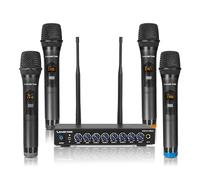 Sound Town 200 Channels Wireless Microphone Karaoke Mixer System, with 4 Metal Handheld Microphones, Optical (Toslink), AUX, for Smart TV, Home Theater, Sound Bar (SWM16-4MEGA)