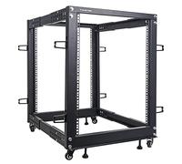 Sound Town 4-Post 15U Open Frame Sever and Network Equipment Rack with Adjustable Depth 22"-40", Casters, Levelers, Cable Management (ST4POF-A15U)