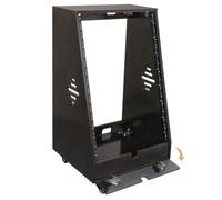 Sound Town DIY 16U Slanted Studio Rack with 2U Lower Storage, Casters, for Home Studio and Recording Room, Baltic Birch Plywood, Black Espresso (SDRK-16TD)