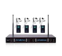 Sound Town Professional UHF Handheld Wireless Microphone System with LED Display, 4 Lavalier Mics, 4 Bodypack Transmitters (NESO-U4LL)