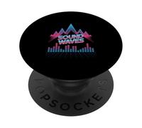 Sound Waves Retro Synthwave Music Equalizer PopSockets Adhesive PopGrip