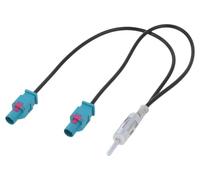 Sound-way Antenna adapter for AM/FM/DAB car radio ISO - DIN plug double Y connector from 2 Fakra Z to DIN male/female universal