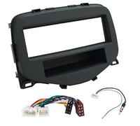 Sound-way Car Radio Mounting Kit, 1 DIN Faceplate, ISO Connector Adapter, Antenna Adapter, Compatible with Citroen C1, Peugeot 108, Toyota Aygo (2014-2021) - Black