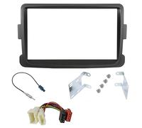 Sound Way Car Radio Mounting Kit, 2 DIN Faceplate Frame with Brackets, Antenna Adapter, ISO Connector Adapter Cable Compatible with Renault Dacia