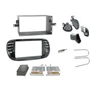 Sound-way Double din car stereo radio installation kit facia adapter metal cage compatible with Fiat 500 glossy black 2 din