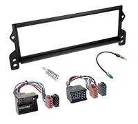 Sound-way Single DIN Car Radio Frame Installation Kit, 1 DIN Front Panel Frame, Quadlock ISO Connector Cable, Antenna Adapter, compatible with BMW Mini Cooper 2000-2006