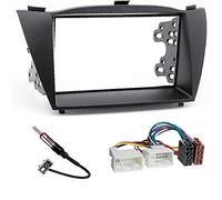 Sound-way Single DIN Car Radio Frame Installation Kit, 2 DIN Front Panel Frame with Mounting Holders, ISO Connector Cable, Antenna Adapter, compatible with Hyundai IX-35 / Tucson IX 2010