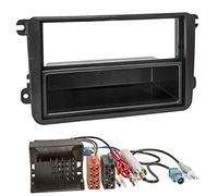Sound-way Single DIN Car Radio Installation Kit, 1 DIN Front Panel Frame, Antenna Adapter, Iso Cable adapter compatible with Volkswagen, Skoda, Seat