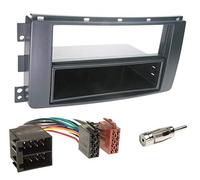 Sound-way Single DIN Car Radio Installation Kit, 1 DIN Front Panel Frame, Facia Adaptor, Antenna Adapter, ISO Connector Cable, compatible with Smart Car ForTwo, Smart ForFour