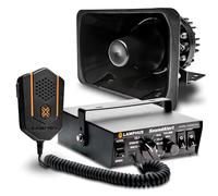 SoundAlert 100W Emergency Police Siren Kit [120-130dB Bullhorn Speaker] [2 x 16A Switch Control] [Hands-Free Air Horn] [PTT Mic] [Radio Rebroadcast] Warning Emergency PA System for Truck Car