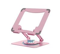 SOUNDANCE Laptop Stand with 360° Rotating Base, Ergonomic Computer Riser for Desk, Adjutable Height Muti-Angle, Foldable Laptop Mount, Stable Metal Holder Support 10-15.6" Notebook PC, Pink