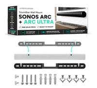 Soundbar Wall Mount for Sonos Arc and Arc Ultra, Black, No Assembly Needed | Custom for Sonos Arc and Arc Ultra, Pro 1 Solid Piece for simple install, EQ Optimization, template and hardware included