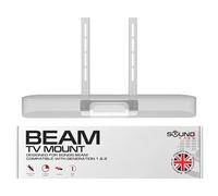 Soundbass Beam TV Mount, Compatible with Generation 1 & 2 Sonos Beam Soundbar, Mounting Bracket for TV, White, Full Hardware Kit Included
