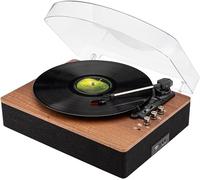 SoundBeast Retro Wooden Turntable with 3-Speed Vinyl Record Player, Built-in Stereo Speakers, Bluetooth, 3.5mm Aux in, USB Playback, & USB Recording to MP3