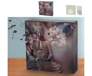 Soundbox 'Buddha' Motion Sensor | 12 x 12 x 3.5 cm Cardboard Plastic | Meditation Sound Volume Adjustable (1 x Soundbox Buddha)