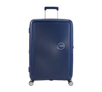 American Tourister Soundbox - Hard Shell Suitcase 77 cm Large - Trolley Suitcase with 4 Wheels, TSA Lock, Expandable & Light - 97/110 L - Blue (Midnight Navy)