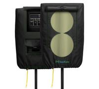 SoundCover Professional Grade 600D Protective Cover for Stand Mounted 10" PA/DJ Powered Speaker with SoundFlap - Black - Includes a 420D Storage Bag and reinforced yellow Paracord 700 draw cord