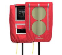 SoundCover Professional Grade 600D Protective Cover for Stand Mounted 15" PA/DJ Powered Speaker with SoundFlap - Red - Includes a 420D Storage Bag and reinforced yellow Paracord 700 draw cord