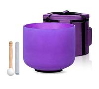 SOUNDELLO 10 Inch 432hz Purple B Note Crown Chakra Quartz Crystal Singing Bowl, for Healing Mindfulness Meditation Yoga Sound Baths, with Rubber Mallet O-ring