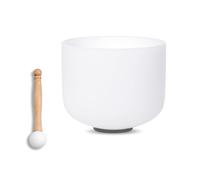SOUNDELLO - 11" White D Note Quartz Crystal Singing Bowl for Healing, Mindfulness and Meditation, Yoga, Sound Baths, with Rubber Mallet O-Ring