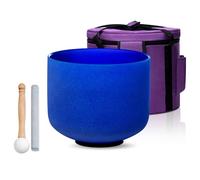 SOUNDELLO 432hz 8 inch Crystal Singing Bowl A Note Third Eye Chakra Color for Sound Healing Meditation Yoga with Carrying Case Mallet and Suede Striker