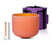 SOUNDELLO 432hz 8 inch Crystal Singing Bowl D Note Sacral Chakra Color for Sound Healing Meditation Yoga with Carrying Case Mallet and Suede Striker