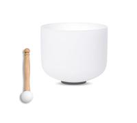 SOUNDELLO 8 inch White D Note Sacral Chakra Quartz Crystal Singing Bowl, for Healing Mindfulness Meditation Yoga Sound Baths, with Rubber Mallet O-ring