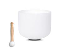 SOUNDELLO 9 inch White F Note Heart Chakra Quartz Crystal Singing Bowl, for Healing Mindfulness Meditation Yoga Sound Baths, with Rubber Mallet O-ring