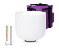 SOUNDELLO White F-Note Heart Chakra 10 Inch Quartz Crystal Singing Bowl for Healing Mindfulness Meditation Yoga Sound Baths with Case Rubber Mallet