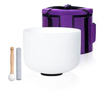 SOUNDELLO White G Note 8 inch Quartz Crystal Singing Bowl, for Healing Mindfulness Meditation Yoga Sound Baths, with Case Rubber Mallet