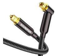 SOUNDFAM 90 Degree Optical Audio Cable 3M, Right Angle Toslink Optical Cable 90 Degree Gold-Plated Plug 360 Degree Rotation for Sound Bar, TV, PS4, Xbox, Home Theater (Black)
