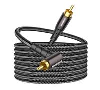 SOUNDFAM 90 Degree RCA Cable 10M, Right Angle Subwoofer Cable [26K Gold-Plated Plug, Cotton Braided Jacket] for Subwoofer, DVD, Amplifier, Home Theater
