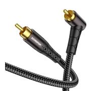 SOUNDFAM 90 Degree RCA Cable 1M, Right Angle Subwoofer Cable [24K Gold-Plated Plug, Cotton Braided Jacket] for Subwoofer, DVD, Amplifier, Home Theater
