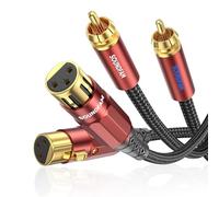 SOUNDFAM Dual XLR to RCA Cable 3m, 2XLR Female to 2RCA Male | Unbalanced Interconnect, Gold-Plated, Dual-Layer Shielding , 4N OFC, Nylon Braided Cable, Red
