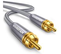 SOUNDFAM High-Performance RCA Subwoofer Cable 2M, 24K Gold Plated 75Ω Coaxial Audio Cable with Dual Shielding for Soundbar, TV, Home Theatre - Grey