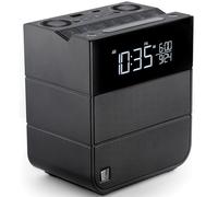 Soundfreaq Sound Rise II, SFQ-16 (Hotel Edition): Bedside Alarm Clock Radio & Bluetooth Speaker, with Large Display Screen, FM Radio, Fast USB Charging, and Nature Sound (Black)