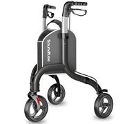 Soundfuse 3 Wheel Walkers for Seniors, Lightweight Foldable Aluminum Rollator Walker, Height Adjustable Three Wheel Walker, FSA HSA Eligible, Black