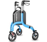 Soundfuse 3 Wheel Walkers for Seniors, Lightweight Foldable Aluminum Rollator Walker, Height Adjustable Three Wheel Walker, FSA HSA Eligible, Blue
